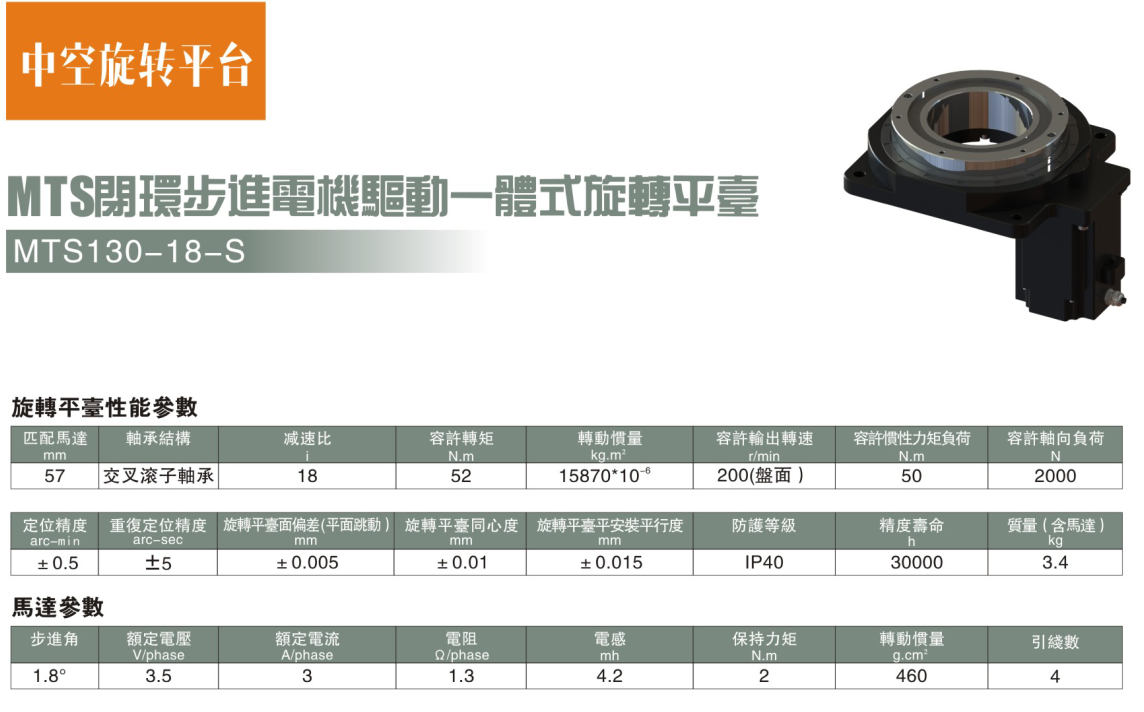 步進電機驅動一體式旋轉平臺MTS130-18-S參數.png